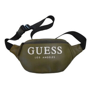 Guess Los Angeles Olive Green Fanny Pack With Adjustable Strap & Zipper Closure